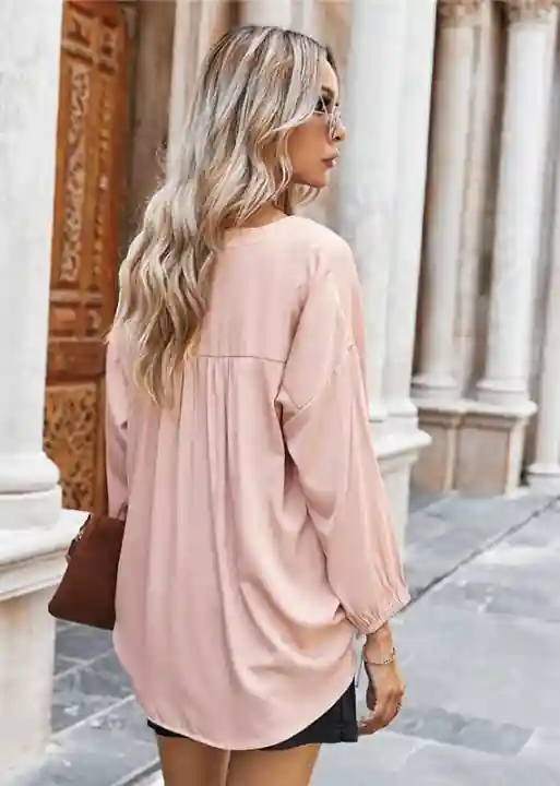 Blouse Boho Pink Cardigan buttoned - Image 3