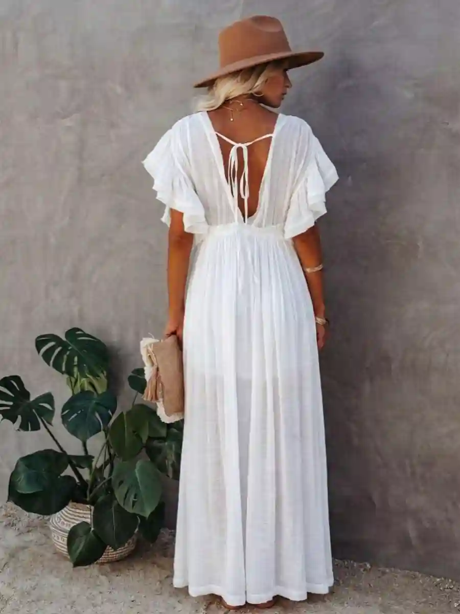 White Beach Boho Dress - Image 3